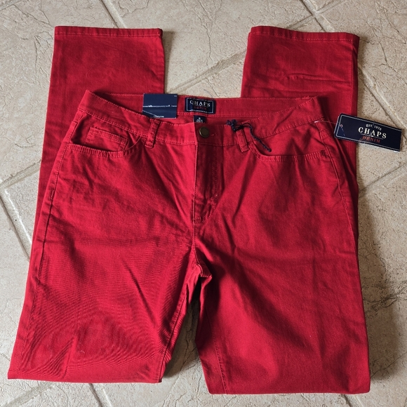 New Wagon Red Straight Jeans Sz 8 Chaps Slimming Fit - Picture 2 of 5